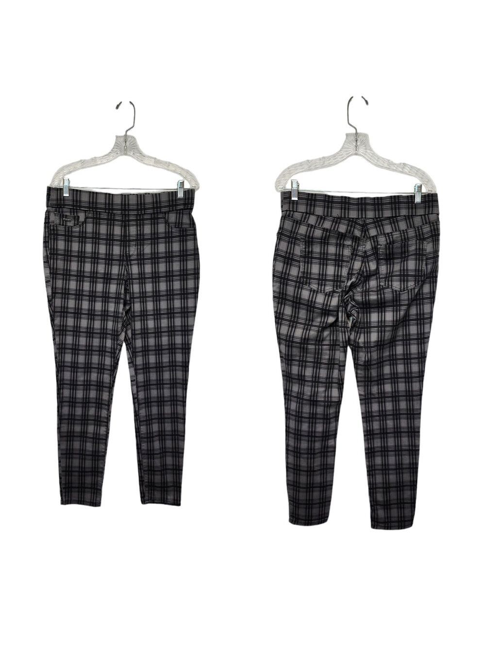 Nine West Plaid Black/Gray Heidi Pull-On Skinny Pants Size 10